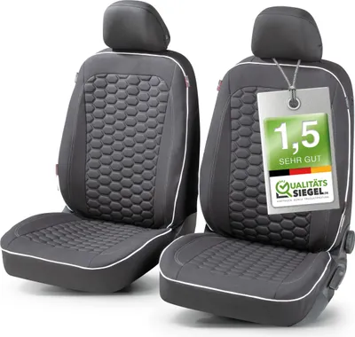 Zdjęcie produktu dla WALSER Pokrowce Premium na fotele samochodowe Kendal z zamkiem błyskawicznym Zwycięzca jakości Bardzo dobry* Pokrowce na fotele samochodowe, pokrowce na fotele ZIPP-IT, 2 pokrowce na przednie fotele czarny/biały 11863