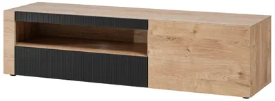 Produktbild von TV-Lowboard "Heron" Ribbeck Eiche und Schwarz 160 cm, TV Unterteil mit Fräsungen und Soft-Close