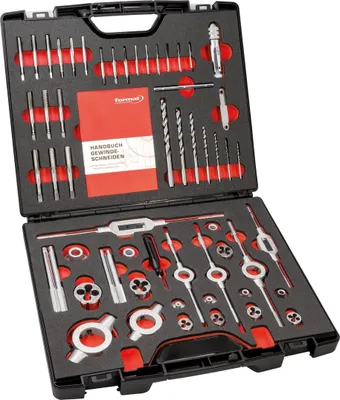 Produktbild von FORMAT Handgewindeschneidwergzeugsatz HSS 53-teilig, DIN:DIN 352/DIN 338_209, Schneidstoff:HSS, Gewindeart:M