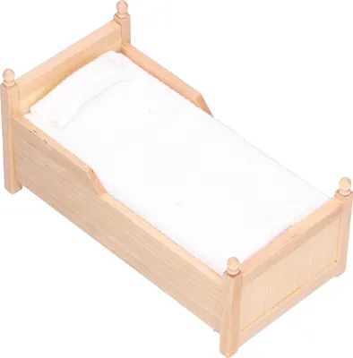 Productafbeelding van 1:12 Miniatuur poppenhuisbed, berkenhouten miniatuurmeubel, poppenhuisdecoratie, accessoires, berkenhout