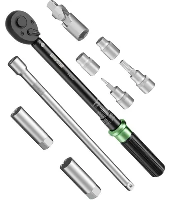 Productafbeelding van Draaimomentsleutel 3/8" 5-60 Nm, set voor fiets, motorfiets en auto, inclusief verlengstuk en bougiesleutel