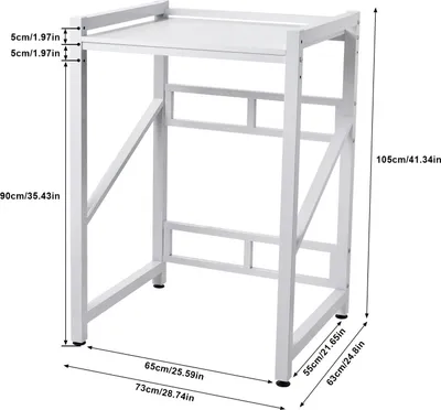 Produktbild von Waschmaschinenregal - Überbau für Waschmaschine und Trockner - Höhenverstellbar - 2 Ebenen - Metall bis 300 kg Tragkraft - Freistehend - Weiß