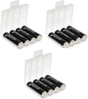 Obrázek produktu pro 12× XCell Mignon AA LSD Plus Ni-MH 1,2 V 2550 mAh baterie s nízkým samovybíjením + 3× Akkubox