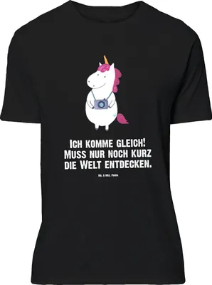 Produktbild von Mr. & Mrs. Panda Größe L T-Shirt Einhorn Fotograf - Schwarz - Geschenk, Einhörner, Shirt, mit Spruch, Unicorn, Tshirt, Urlaub, Kamera, Fotografie, Städtereise