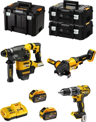 Produktbild von DeWALT Kit FVK381X2-QW 54V/18V (DCH333 + DCD796 + DCG418 + 2 x 9,0 Ah + DCB118 + 2 x TSTAK II + TSTAK VI)
