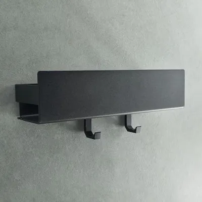 Produktbild von PolkaHome® Selbstklebendes Duschregal mit Schiebehaken – 42 x 35 cm, Schwarz, Aluminium