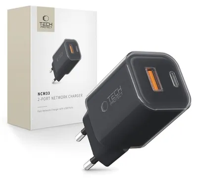 Image de Tech-Protect Ncm33W Chargeur réseau 2 ports Pd33W/Qc3.0 - Noir