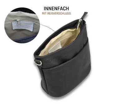Image de Adel Bags Lina Sac à bandoulière en cuir, sac à bandoulière pour femme, Noir