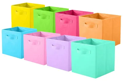 Image de Lot de 8 boîtes de rangement pliables en tissu, avec poignées