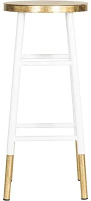 Productafbeelding van Safavieh Raymos barkruk, gelakt metaal, wit/goud, 34 x 34 x 76,2 cm