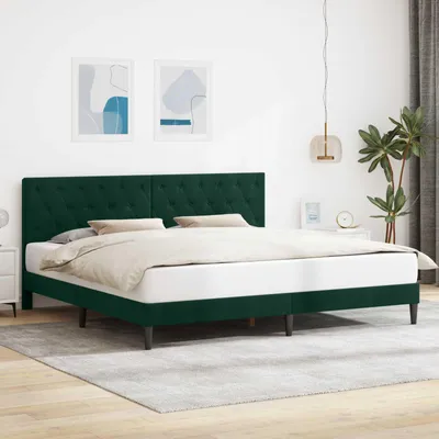 Produktbild von Möbel Bettrahmen mit Kopfteil Dunkelgrün 180 x 200 cm SamtKlassische Betten - Klassische Betten c6844