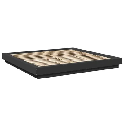Image de Cadre de lit avec lumières LED sans matelas noir 200x200 cm