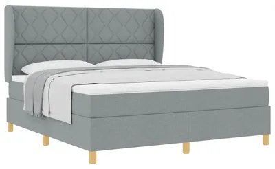 Imagen del producto de Cama con somier y colchón, color gris oscuro, 90x190 cm. Color gris claro