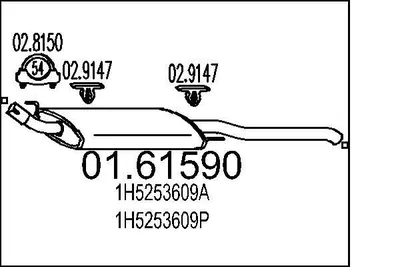 Produktbild von MTS 01.61590 Endschalldämpfer für VW Vento (1H2) Auspuff
