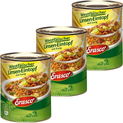 Obrázok produktu pre Erasco Vestfálska šošovica rafinovaná s octom 800g 3-pack