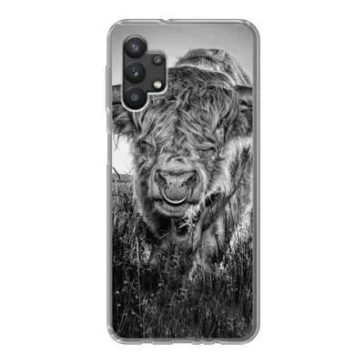 Produktbild von MuchoWow® Handyhülle Schutzhülle Hülle für Samsung Galaxy A32 5G Schottischer Highlander - Schwarz und Weiß Silikon Softcase Handy Hülle - Softcase