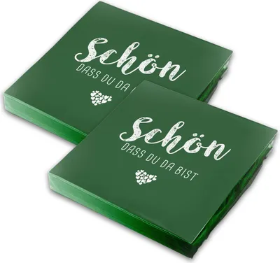 Produktbild von itenga 40x Serviette Schön dass du da bist - DUNKELGRÜN -