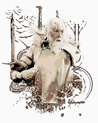 Image de Zuty - Peinture par numéros - GANDALF PEINT (LE SEIGNEUR DES ANNEAUX), 40 x 50 cm, toile tendue sur châssis