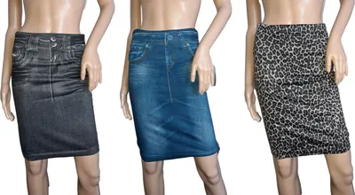 Produktbild von SMART TEX® Jeaneez Designer Röcke Set Gr.M Stretchrock Damenrock Leopard Denim