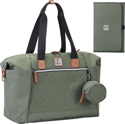Produktbild von Brisby strapazierfähige Wickeltasche - Große Pflegetasche - Grün - Inklusive Wickelunterlage - Isolierfächer - Schnullerhalter - Einfach am Kinderwagen zu befestigen