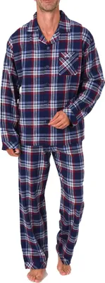 Produktbild von Normann Herren Flanell Schlafanzug Pyjama in eleganter Karo Optik - auch in Übergröße ; Karo rot/blau , 54