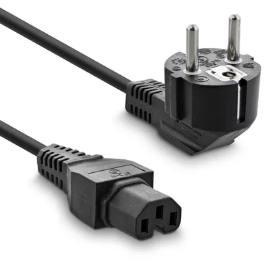 Produktbild von InLine Netzkabel Schukostecker gewinkelt auf Warmgeraetestecker C15 schwarz 1m