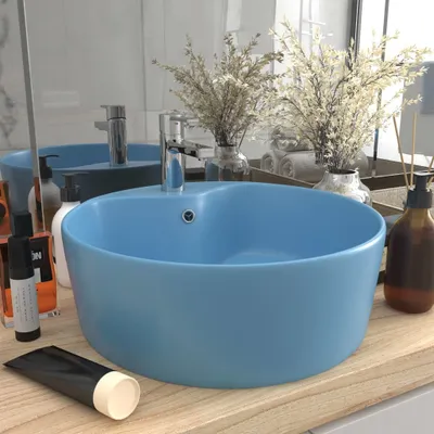 Produktbild von vidaXL Luxus-Waschbecken mit überlauf Matt Hellblau 36x13 cm Keramik