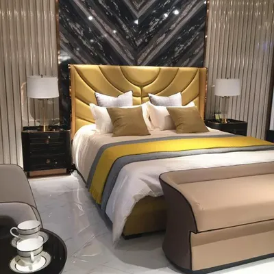Produktbild von Leder Bett Polster Design Luxus Doppel Hotel Betten Schlaf Zimmer Ehe 180x200 cm