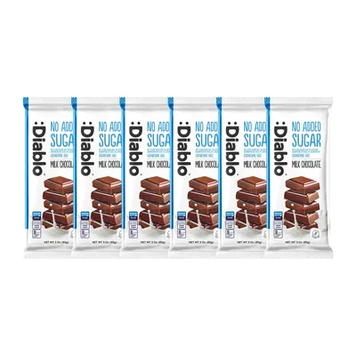 Imagen del producto de Diablo Chocolate con leche sin azúcares añadidos 85 g, tableta, pack de 6