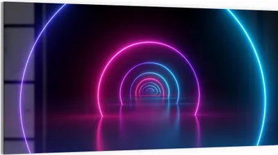 Produktbild von DEQORI Glasbild Echtglas 100x50 cm 'Unendlichkeit in Neon' Wandbild Bild modern Deko