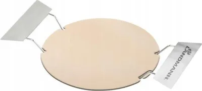 Immagine prodotto di LANDMANN pietra per pizza per grill a gas cordierite ca. Ø 30,5 cm Sistema Modulus manici in acciaio inox grill a gas grill a carbone preparazione pizza tarte flambée pane