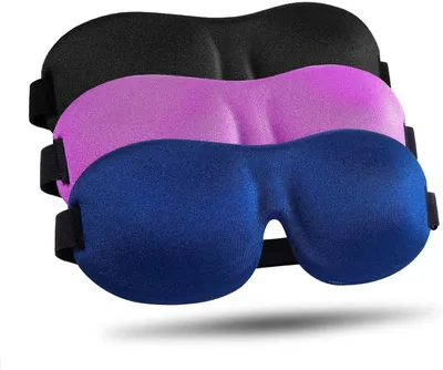 Produktbild von Schlafmaske 3er-Pack, 3D-Konturierte Verdunkelungs-Augenmaske, Verstellbarer Riemen 47–70 cm, Für Reisen Und Schichtarbeit