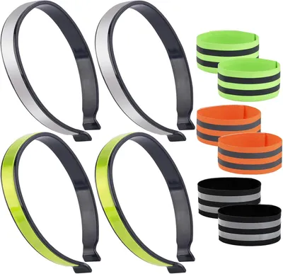 Produktbild von 6 Bremshebelklemmen für Fahrräder, 4 Reflektorbänder, elastisches Reflektorbandsystem, Hosenbeinschutz, geeignet für Fahrräder und Joggen