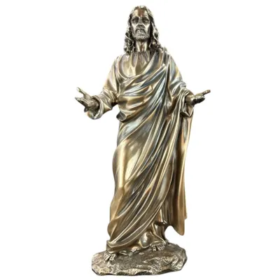 Image de Statue de Jésus-Christ de style véronais WU73870A4 | Sculpture religieuse en bronze peinte à la main | Décoration chrétienne, idée cadeau, 30 cm