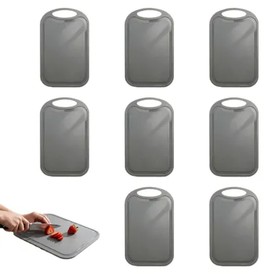 8er-Set Frühstücksbretter aus Kunststoff, 25×16 cm, grau