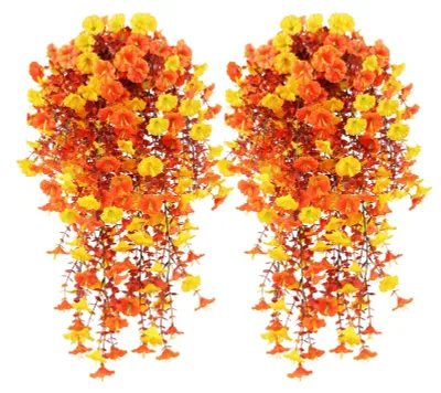 Produktbild von 1/2/3/4 Stück künstliche Herbst-Hängewinden, UV-beständig, realistische Kunstblumen, Dekoration für Hochzeiten, Partys, drinnen und draußen, Garten, Wandbehang, Kunstblumendekoration B