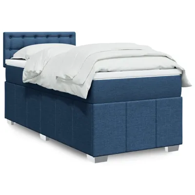 Produktbild von Boxspringbett mit Matratze Blau 100x200 cm Stoff, Klassische Betten 2024 Neu