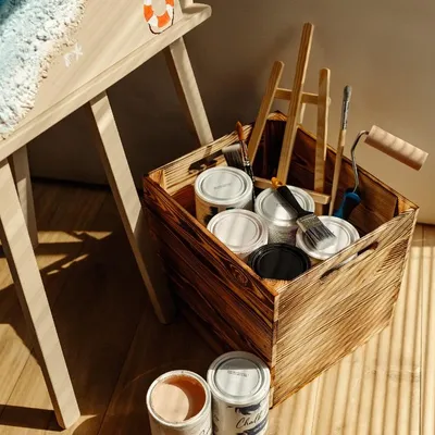Produktbild von Creative Deco Holzkiste Vintage - passend für alle Kallaxregale - Geflammte Holz