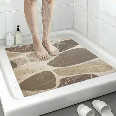Image de Tapis de bain 40x60 cm, tapis de douche antidérapant en PVC avec trou de drainage, idéal pour les zones humides