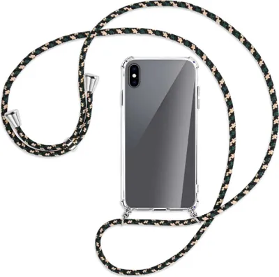 Produktbild von Handykette Backcover-Schutzhülle mit Band (Metall silberfarben) für Apple iPhone XS Max - camouflage