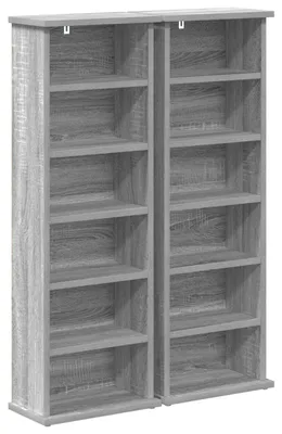 Immagine prodotto di vidaXL Mobiletto porta CD, 2 pezzi, Sonoma grigio, 60 x 17 x 92 cm, pannello di legno