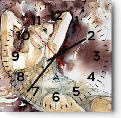 Produktbild von Wanduhr - Quadrat - Glasuhr - Frau Modell - 40x40cm - Schleichendes Uhrwerk - Lautlos - zum Aufhängen bereit - Dekoration Modern - Wanddekoration aus Glas - C4AC40x40-3552