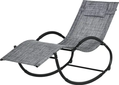 Produktbild von Schaukelstuhl Gartenstuhl Liegestuhl, inkl. Kopfstütze, 155 cm x 61cm x 88 cm, Grau