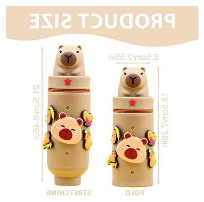 Produktbild von Kawaii Capybara Federmäppchen, 2-in-1 Mäppchen aus weichem Silikon für Mädchen