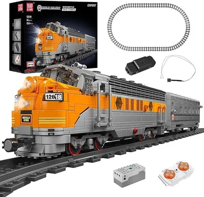 Obrázok produktu pre Stavebnica dieselovej lokomotívy s návesom, žeriavom, RC/APC inžinierska hracia súprava, zmenšený model s koľajnicami pre dospelých, deti (1170 ks)