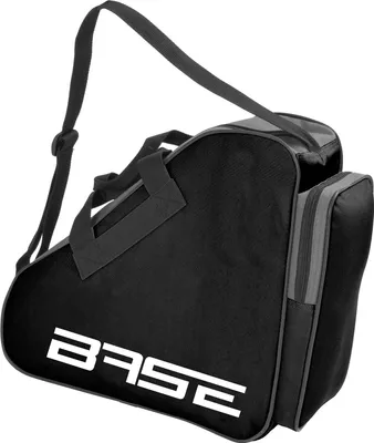 A black skate bag with gray trim and a white logo.