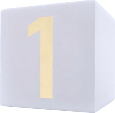 Image de Lettre en bois cube, 5 x 5 cm, blanc, chiffre 1