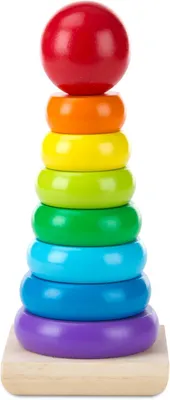 Produktbild von Holz-Regenbogen-Stapelturm (9 Teile)^ Regenbogen-Stapelturm - Holzspielzeug - Lernspiel - Entwicklungsspielzeug - Montessori