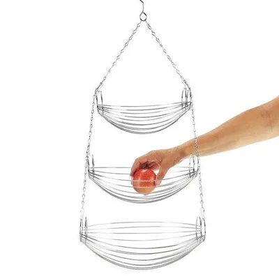 Obrázek produktu pro Závěsný košík na ovoce – Závěsný košík na ovoce – oválná závěsná skříňka do kuchyně – Závěsný košík na ovoce z kovu (oválný)