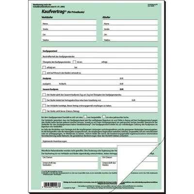 Produktbild von SIGEL KV420 Kaufvertrag (allgemein), A4, selbstdurchschreibend, 2 fach
